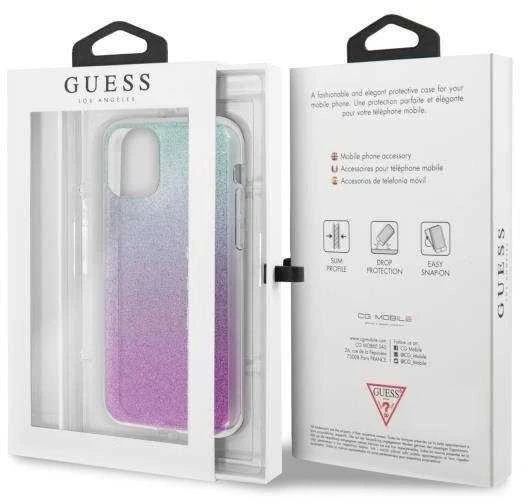 Guess dėklas, skirtas iPhone 11 Pro GUHCN58PCUGLPBL rožinės-mėlynos spalvos kietas dėklas Glitter Gradient