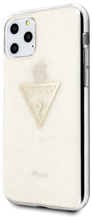 Guess GUHCN58SGTLGO iPhone 11 Pro auksinis kietas dėklas Glitter Triangle