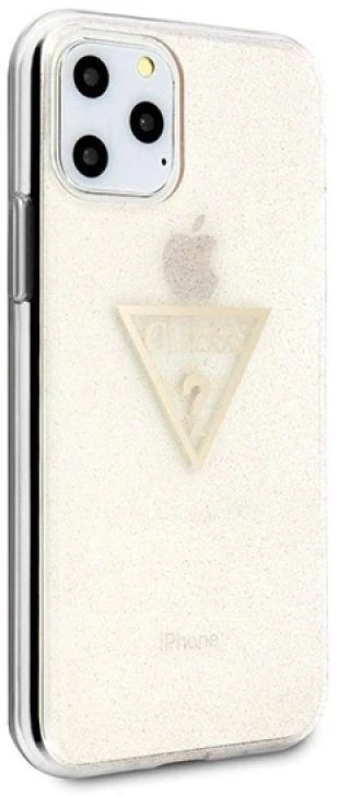 Guess GUHCN58SGTLGO iPhone 11 Pro auksinis kietas dėklas Glitter Triangle