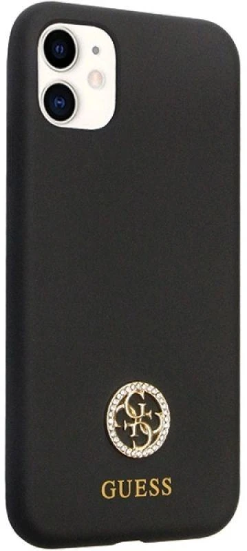 Guess GUHCN614DGPK Apple iPhone 11 / Xr 6.1″ juodos spalvos kietas dėklas Silicone Logo Strass 4G