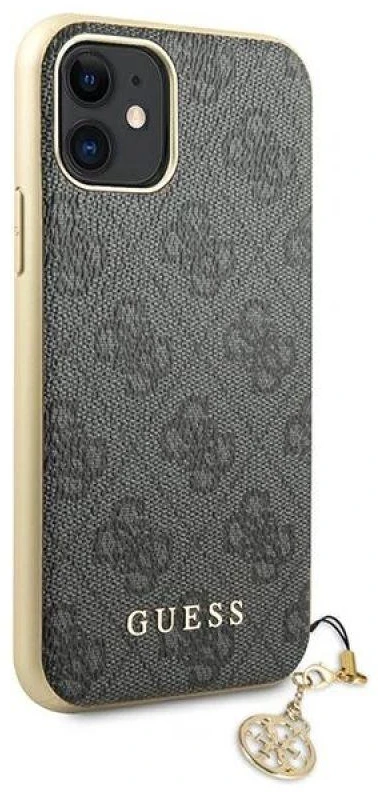 Guess GUHCN61GF4GGR Apple iPhone 11 6,1″ / Xr pilkas kietas dėklas 4G Charms Collection