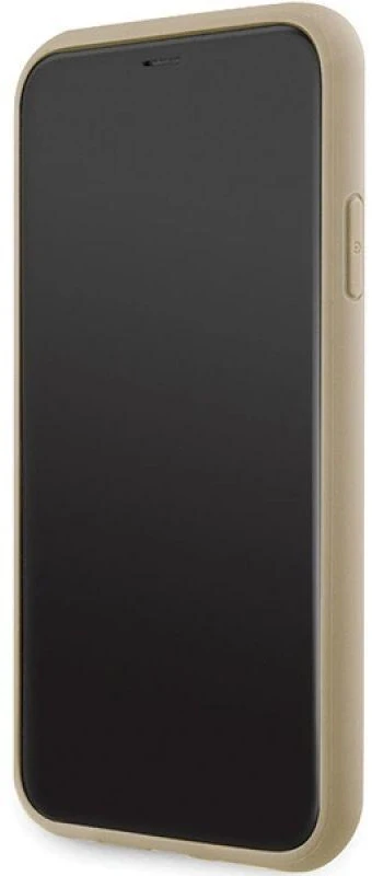 Guess GUHCN61HG4SGD Apple iPhone 11 / Xr 6.1″ auksinis kietas dėklas Glitter Script Big 4G