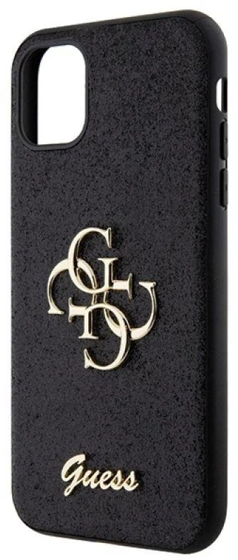 Guess GUHCN61HG4SGK Apple iPhone 11 / Xr 6.1″ juodos spalvos kietas dėklas Glitter Script Big 4G