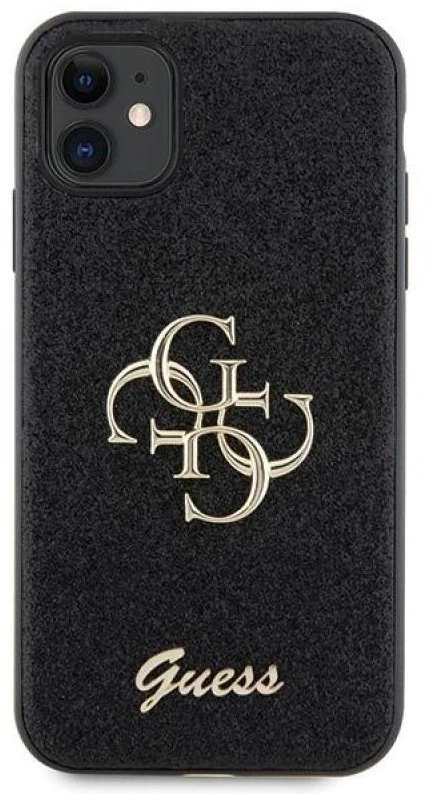 Guess GUHCN61HG4SGK Apple iPhone 11 / Xr 6.1″ juodos spalvos kietas dėklas Glitter Script Big 4G