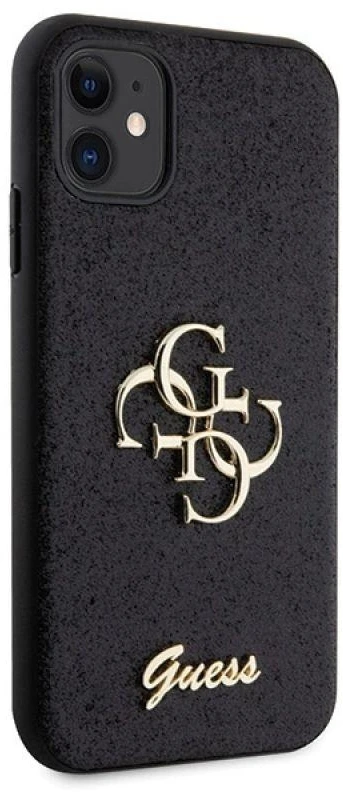 Guess GUHCN61HG4SGK Apple iPhone 11 / Xr 6.1″ juodos spalvos kietas dėklas Glitter Script Big 4G