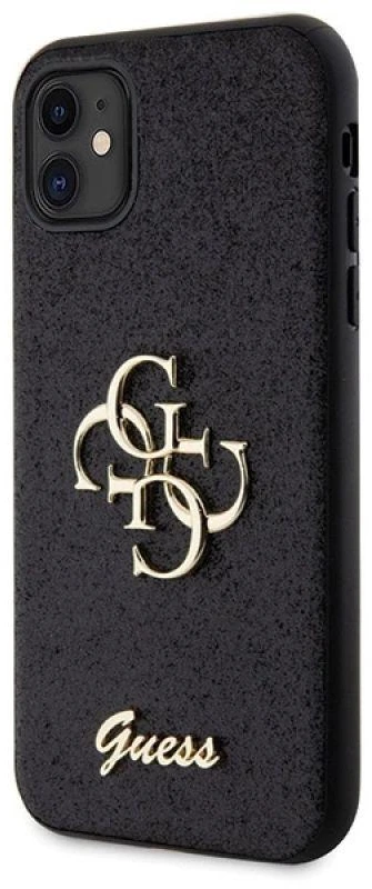Guess GUHCN61HG4SGK Apple iPhone 11 / Xr 6.1″ juodos spalvos kietas dėklas Glitter Script Big 4G