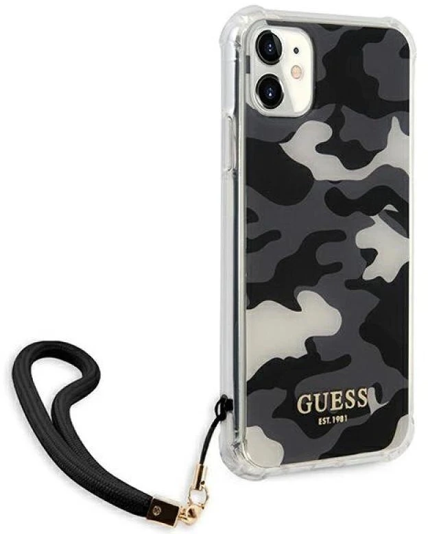 Karl Lagerfeld Guess telefono dėklas iPhone 11 GUHCN61KSARBK juodas hard telefono dėklas Camo Collection