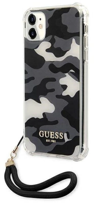 Karl Lagerfeld Guess telefono dėklas iPhone 11 GUHCN61KSARBK juodas hard telefono dėklas Camo Collection