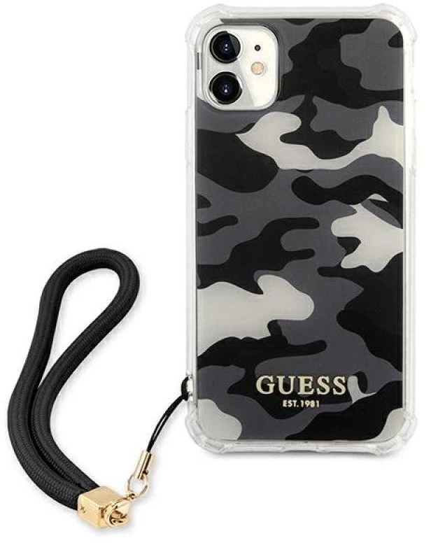 Karl Lagerfeld Guess telefono dėklas iPhone 11 GUHCN61KSARBK juodas hard telefono dėklas Camo Collection