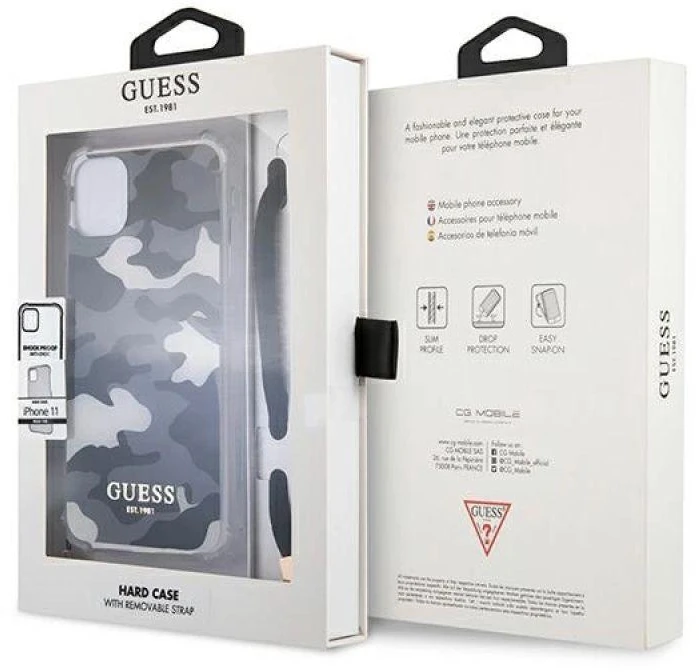 Karl Lagerfeld Guess telefono dėklas iPhone 11 GUHCN61KSARBK juodas hard telefono dėklas Camo Collection