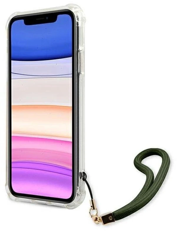 Guess telefono dėklas iPhone 11 GUHCN61KSARKA khaki hard telefono dėklas Camo Collection