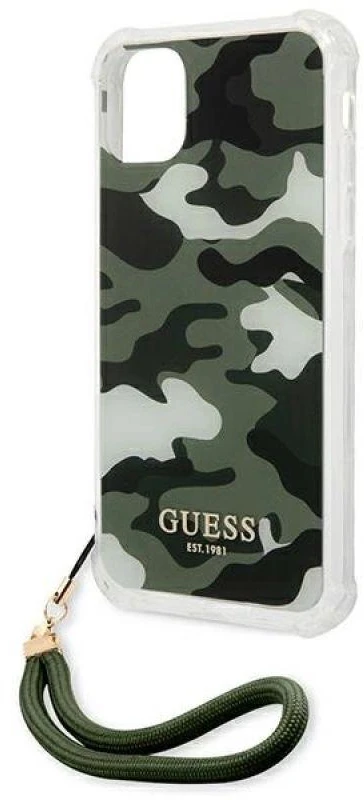 Guess telefono dėklas iPhone 11 GUHCN61KSARKA khaki hard telefono dėklas Camo Collection