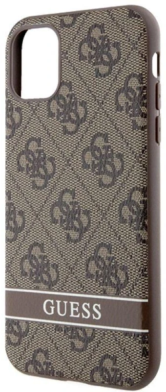 Guess GUHCN61P4SNW Apple iPhone 11 / Xr rudos spalvos kietas dėklas 4G Stripe