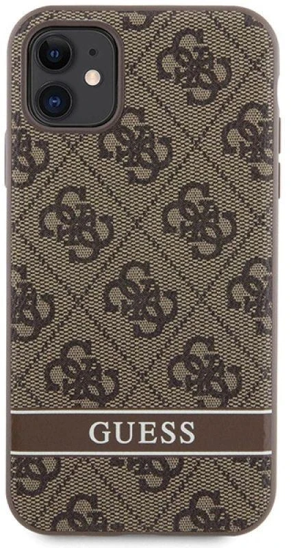 Guess GUHCN61P4SNW Apple iPhone 11 / Xr rudos spalvos kietas dėklas 4G Stripe