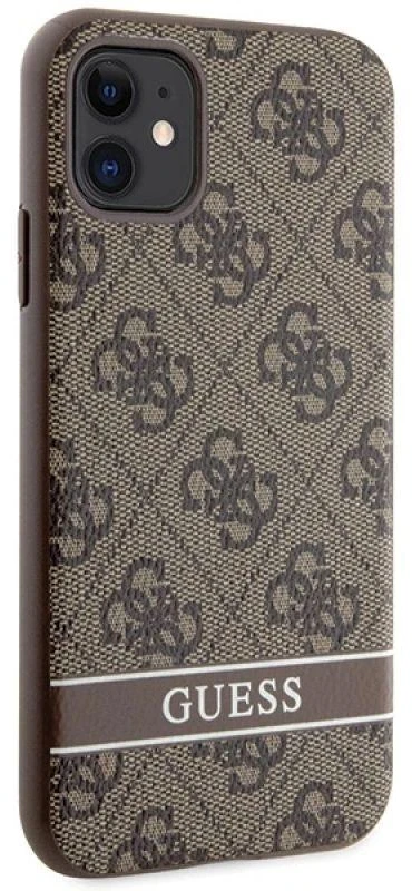 Guess GUHCN61P4SNW Apple iPhone 11 / Xr rudos spalvos kietas dėklas 4G Stripe