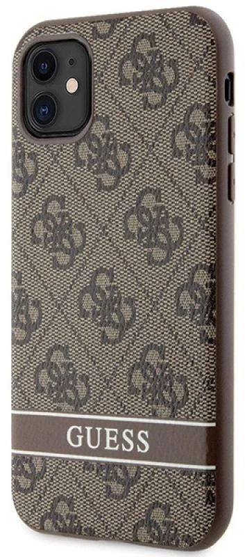 Guess GUHCN61P4SNW Apple iPhone 11 / Xr rudos spalvos kietas dėklas 4G Stripe