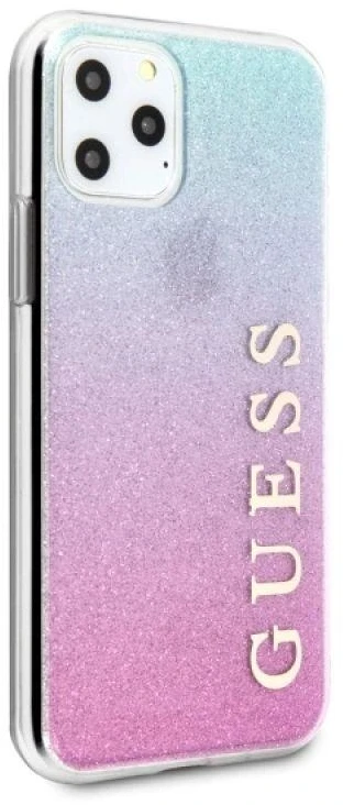 Guess dėklas, skirtas iPhone 11 Pro Max GUHCN65PCUGLPBL rožinės-mėlynos spalvos kietas dėklas Glitter Gradient