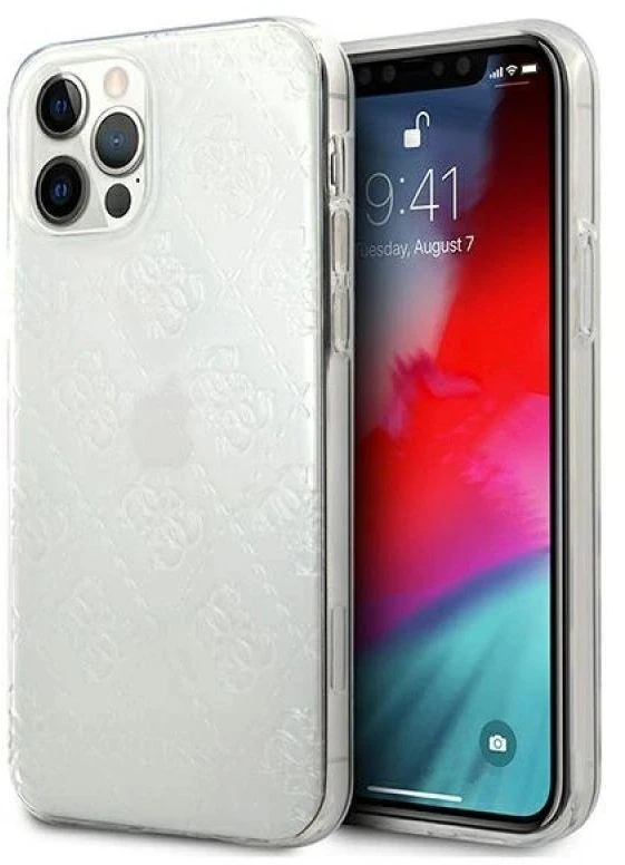 Guess GUHCP12L3D4GTR Apple iPhone 12 Pro Max 6,7″ skaidrus kietas dėklas 4G 3D Pattern Collection