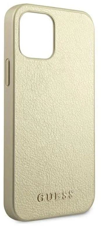 Guess GUHCP12LIGLGO Apple iPhone 12 Pro Max 6,7″ auksinis kietas dėklas Iridescent