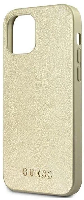 Guess GUHCP12LIGLGO Apple iPhone 12 Pro Max 6,7″ auksinis kietas dėklas Iridescent