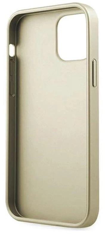 Guess GUHCP12LIGLGO Apple iPhone 12 Pro Max 6,7″ auksinis kietas dėklas Iridescent