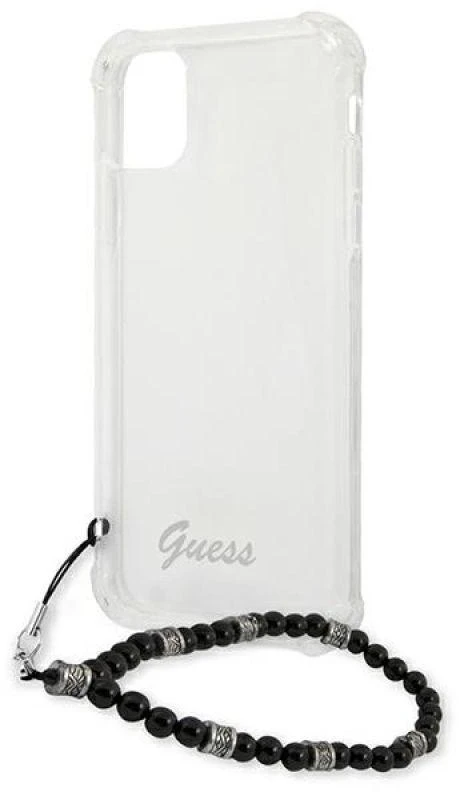 Guess GUHCP12LKPSBK Apple iPhone 12 Pro Max 6,7″ skaidrus kietas dėklas juodos spalvos Pearl