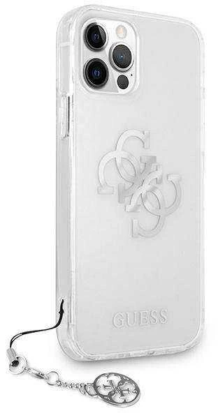 Guess GUHCP12LKS4GSI Apple iPhone 12 Pro Max 6,7″ skaidrus kietas dėklas 4G Sidabrinis Charms Collection