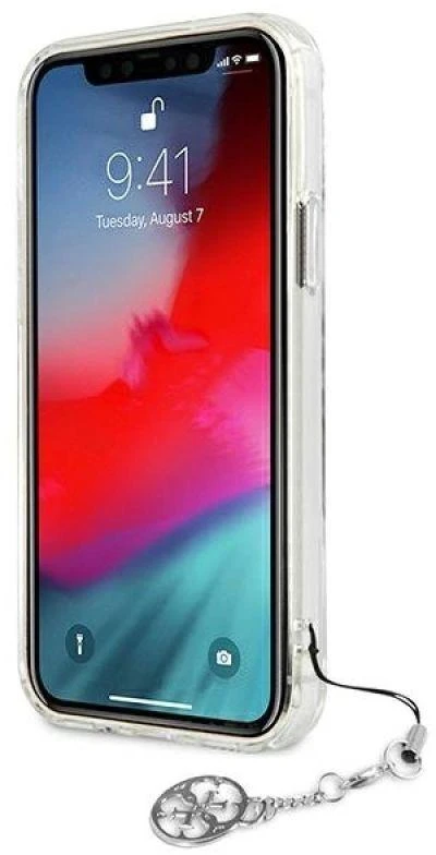 Guess GUHCP12LKS4GSI Apple iPhone 12 Pro Max 6,7″ skaidrus kietas dėklas 4G Sidabrinis Charms Collection