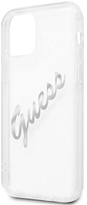 Guess GUHCP12LKTRSVSI iPhone 12 Pro Max 6.7" Skaidrus kietasis dėklas Vintažinis Sidabrinis Užrašas