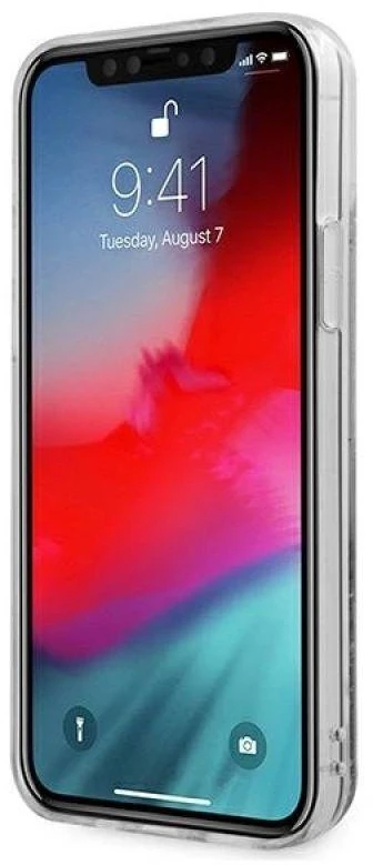 Guess GUHCP12LLG4GSI Apple iPhone 12 Pro Max 6,7″ sidabrinis kietas dėklas 4G Big Liquid Glitter