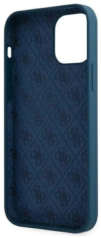 Guess GUHCP12LLSLMGBL Apple iPhone 12 Pro Max 6,7" mėlynas kietas dėklas metalinis logotipas užrašas
