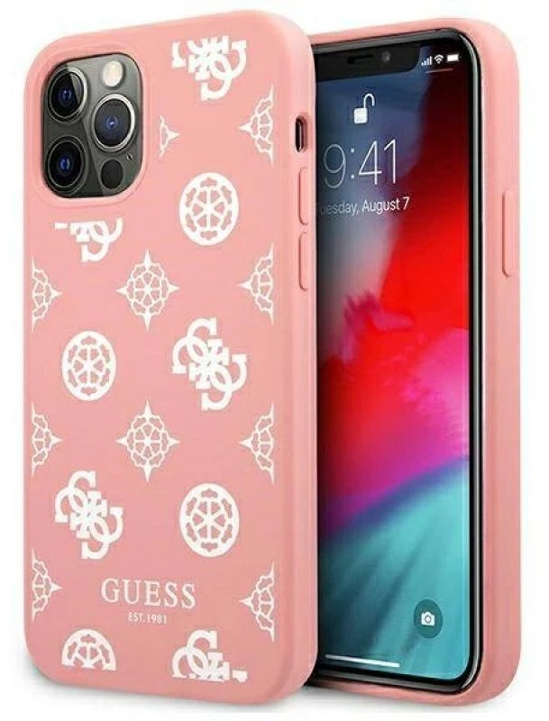 Guess telefono dėklas, skirtas iPhone 12 Pro Max 6,7 GUHCP12LLSPEWPI rožinė hard telefono dėklas, skirtas Peony Collection