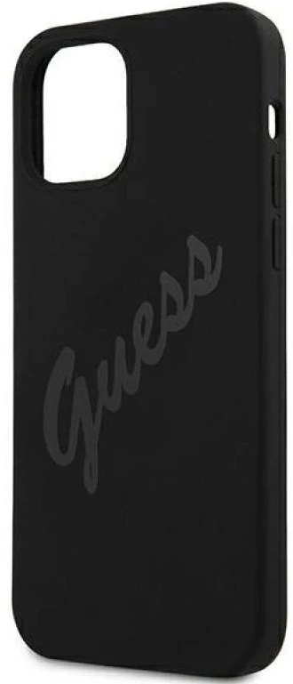 Guess GUHCP12LLSVSBK Apple iPhone 12 Pro Max 6,7″ juodos spalvos kietas dėklas Script Vintage