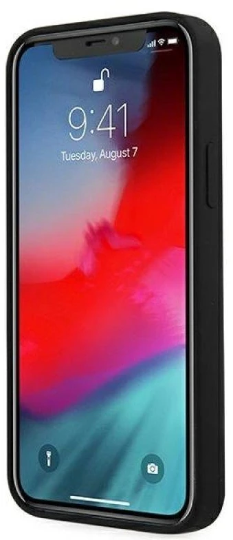 Guess GUHCP12LLSVSBK Apple iPhone 12 Pro Max 6,7″ juodos spalvos kietas dėklas Script Vintage