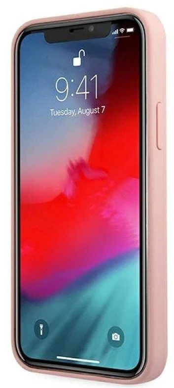 Guess GUHCP12LLSVSPI Apple iPhone 12 Pro Max 6,7″ rožinės spalvos kietas dėklas Script Vintage