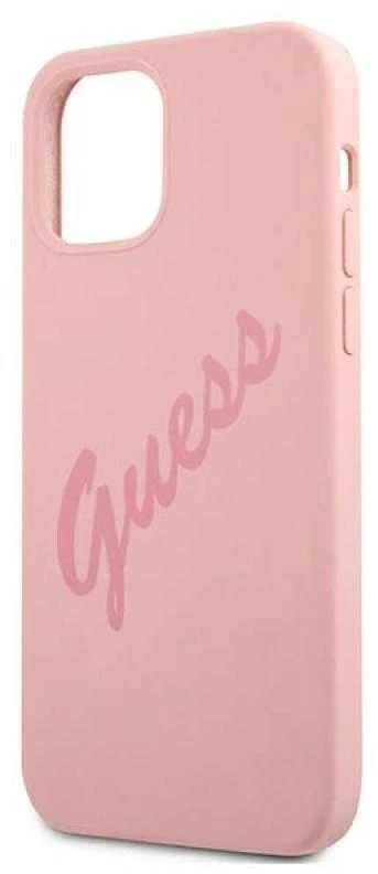 Guess GUHCP12LLSVSPI Apple iPhone 12 Pro Max 6,7″ rožinės spalvos kietas dėklas Script Vintage