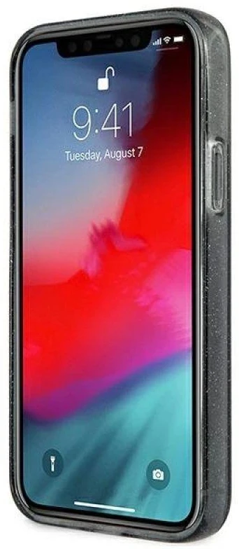 Dėklas GUESS GUHCP12LPCUGL4GBK HARD CASE 4G BIG LOGO GLITTER IPHONE 12 PRO MAX Juodas