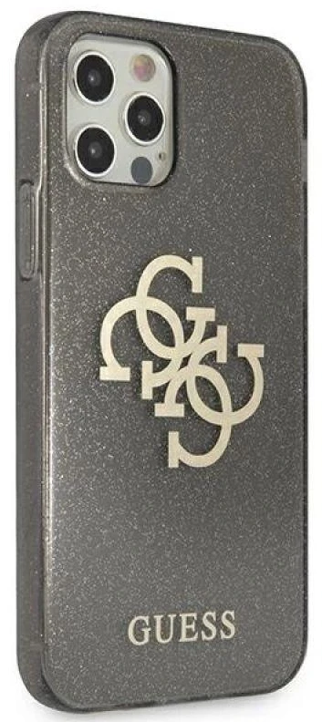 Dėklas GUESS GUHCP12LPCUGL4GBK HARD CASE 4G BIG LOGO GLITTER IPHONE 12 PRO MAX Juodas