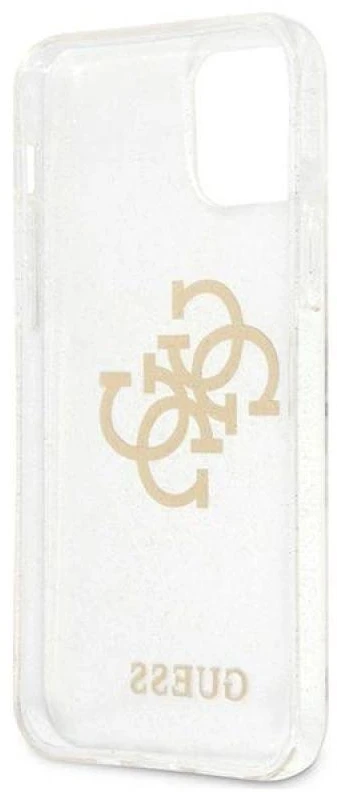 Guess GUHCP12LPCUGL4GTR Apple iPhone 12 Pro Max 6,7″ skaidrus kietas dėklas Glitter 4G Big Logo