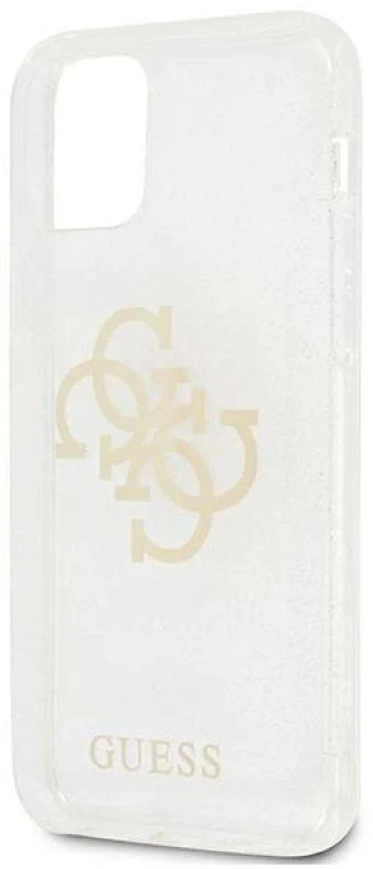 Guess GUHCP12LPCUGL4GTR Apple iPhone 12 Pro Max 6,7″ skaidrus kietas dėklas Glitter 4G Big Logo