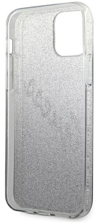 Dėklas GUESS GLITTER GRADIENT SCRIPT IPHONE 12 PRO MAX Juodas