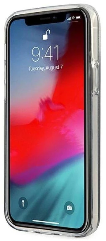 Dėklas GUESS GLITTER GRADIENT SCRIPT IPHONE 12 PRO MAX Juodas