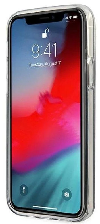 Dėklas GUESS GLITTER GRADIENT SCRIPT IPHONE 12 PRO MAX GOLD