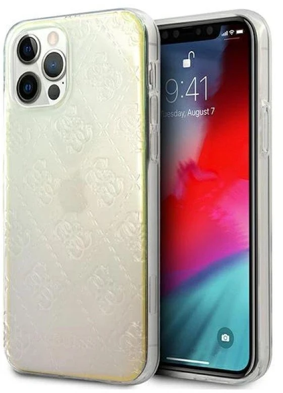 Guess GUHCP12M3D4GIRBL Apple iPhone 12/12 Pro 6,1″ iridescent kietas dėklas 4G 3D Pattern Collection