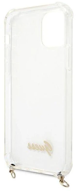 Apple iPhone 12 / 12 Pro Guess dėklas 4G Gold Chain (GUHCP12MKC4GSGO) skaidrus