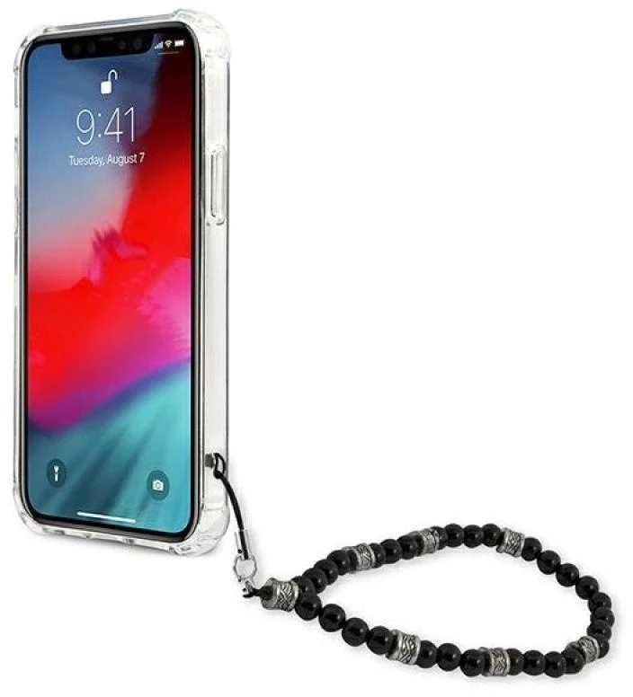 Guess GUHCP12MKPSBK Apple iPhone 12/12 Pro 6,1″ skaidrus kietas dėklas juodos spalvos Pearl