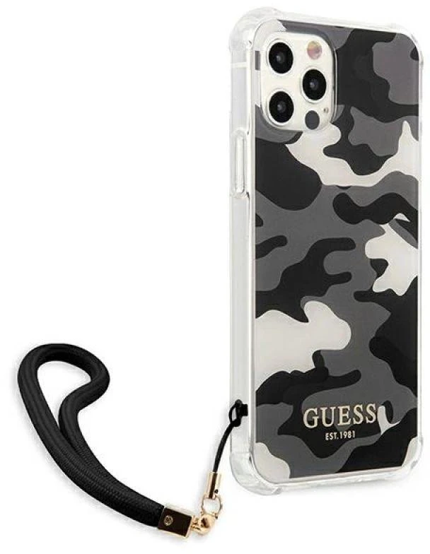 Apple iPhone 12 / 12 Pro Guess dėklas Camo Collection (GUHCP12MKSARBK) juodos spalvos