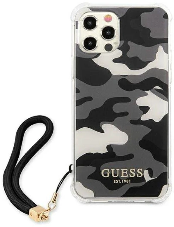 Apple iPhone 12 / 12 Pro Guess dėklas Camo Collection (GUHCP12MKSARBK) juodos spalvos