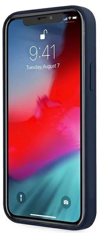 Guess GUHCP12MLSVSBL Apple iPhone 12/12 Pro6,1″ mėlynas kietas dėklas Script Vintage