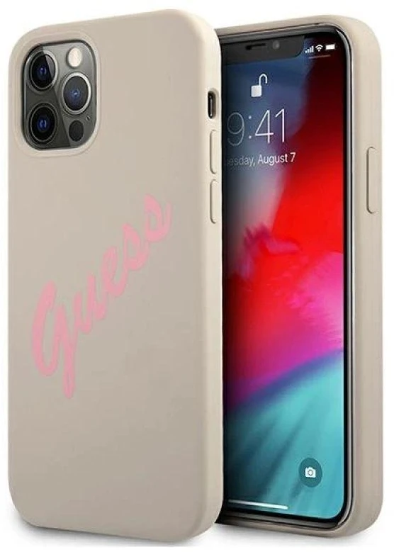 Dėklas GUESS GUHCP12MLSVSGP IPHONE 12/12 PRO 6.1 "GRAY Rožinis/GRAY Rožinis HARDCASE SILICONE VINTAGE